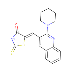 O=C1NC(=S)S/C1=C\c1cc2ccccc2nc1N1CCCCC1 ZINC000001307484