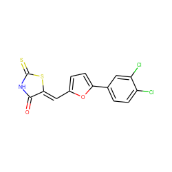 O=C1NC(=S)S/C1=C\c1ccc(-c2ccc(Cl)c(Cl)c2)o1 ZINC000013382258