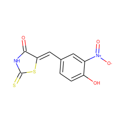 O=C1NC(=S)S/C1=C\c1ccc(O)c([N+](=O)[O-])c1 ZINC000012793762