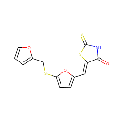 O=C1NC(=S)S/C1=C\c1ccc(SCc2ccco2)o1 ZINC000005025801