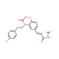 O=C1NC(=S)S/C1=C\c1ccc2c(c1)N(CCc1ccc(Br)cc1)C(=O)CO2 ZINC000028883381