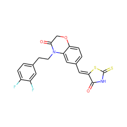 O=C1NC(=S)S/C1=C\c1ccc2c(c1)N(CCc1ccc(F)c(F)c1)C(=O)CO2 ZINC000028883481