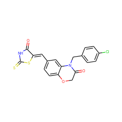 O=C1NC(=S)S/C1=C\c1ccc2c(c1)N(Cc1ccc(Cl)cc1)C(=O)CO2 ZINC000028883208