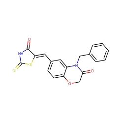 O=C1NC(=S)S/C1=C\c1ccc2c(c1)N(Cc1ccccc1)C(=O)CO2 ZINC000028883126