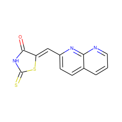 O=C1NC(=S)S/C1=C\c1ccc2cccnc2n1 ZINC001772594410