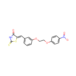 O=C1NC(=S)S/C1=C\c1cccc(OCCOc2ccc([N+](=O)[O-])cc2)c1 ZINC000013940203