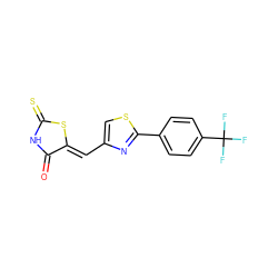 O=C1NC(=S)S/C1=C\c1csc(-c2ccc(C(F)(F)F)cc2)n1 ZINC000060421411