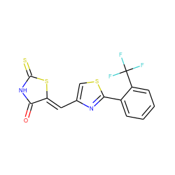 O=C1NC(=S)S/C1=C\c1csc(-c2ccccc2C(F)(F)F)n1 ZINC001772590796