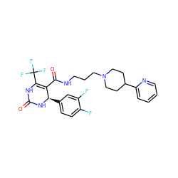 O=C1NC(C(F)(F)F)=C(C(=O)NCCCN2CCC(c3ccccn3)CC2)[C@@H](c2ccc(F)c(F)c2)N1 ZINC000013809183