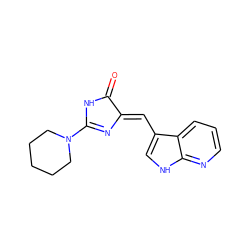 O=C1NC(N2CCCCC2)=N/C1=C\c1c[nH]c2ncccc12 ZINC000040973840