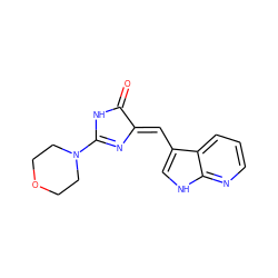 O=C1NC(N2CCOCC2)=N/C1=C\c1c[nH]c2ncccc12 ZINC000040976479