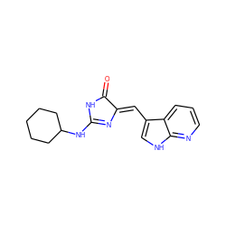 O=C1NC(NC2CCCCC2)=N/C1=C\c1c[nH]c2ncccc12 ZINC000040424862