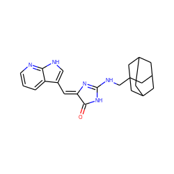 O=C1NC(NCC23CC4CC(CC(C4)C2)C3)=N/C1=C\c1c[nH]c2ncccc12 ZINC000040975800