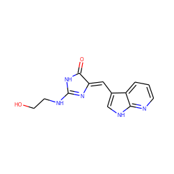 O=C1NC(NCCO)=N/C1=C\c1c[nH]c2ncccc12 ZINC000040411939