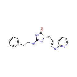 O=C1NC(NCCc2ccccc2)=N/C1=C\c1c[nH]c2ncccc12 ZINC000040976101