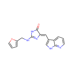 O=C1NC(NCc2ccco2)=N/C1=C\c1c[nH]c2ncccc12 ZINC000040428762