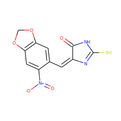 O=C1NC(S)=N/C1=C/c1cc2c(cc1[N+](=O)[O-])OCO2 ZINC000000076571