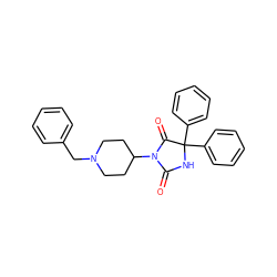 O=C1NC(c2ccccc2)(c2ccccc2)C(=O)N1C1CCN(Cc2ccccc2)CC1 ZINC000034802350