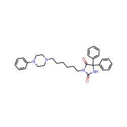 O=C1NC(c2ccccc2)(c2ccccc2)C(=O)N1CCCCCCN1CCN(c2ccccc2)CC1 ZINC000026290008