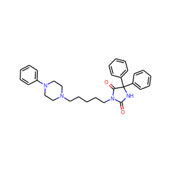 O=C1NC(c2ccccc2)(c2ccccc2)C(=O)N1CCCCCN1CCN(c2ccccc2)CC1 ZINC000026264745