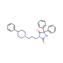 O=C1NC(c2ccccc2)(c2ccccc2)C(=O)N1CCCN1CCC(c2ccccc2)CC1 ZINC000026281520