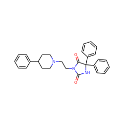 O=C1NC(c2ccccc2)(c2ccccc2)C(=O)N1CCN1CCC(c2ccccc2)CC1 ZINC000026280112