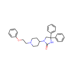 O=C1NC(c2ccccc2)(c2ccccc2)CN1C1CCN(CCOc2ccccc2)CC1 ZINC000034802188