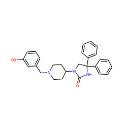 O=C1NC(c2ccccc2)(c2ccccc2)CN1C1CCN(Cc2cccc(O)c2)CC1 ZINC000034802140