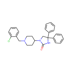 O=C1NC(c2ccccc2)(c2ccccc2)CN1C1CCN(Cc2ccccc2Cl)CC1 ZINC000034802348