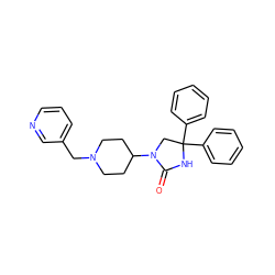 O=C1NC(c2ccccc2)(c2ccccc2)CN1C1CCN(Cc2cccnc2)CC1 ZINC000034802190