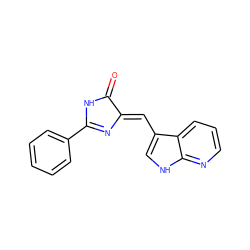 O=C1NC(c2ccccc2)=N/C1=C\c1c[nH]c2ncccc12 ZINC000040973161