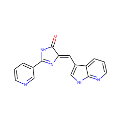 O=C1NC(c2cccnc2)=N/C1=C\c1c[nH]c2ncccc12 ZINC000040836540