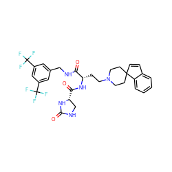 O=C1NC[C@@H](C(=O)N[C@@H](CCN2CCC3(C=Cc4ccccc43)CC2)C(=O)NCc2cc(C(F)(F)F)cc(C(F)(F)F)c2)N1 ZINC000034804320