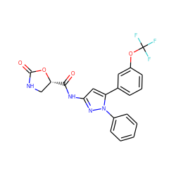 O=C1NC[C@@H](C(=O)Nc2cc(-c3cccc(OC(F)(F)F)c3)n(-c3ccccc3)n2)O1 ZINC000169707184