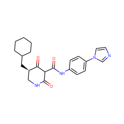 O=C1NC[C@@H](CC2CCCCC2)C(=O)C1C(=O)Nc1ccc(-n2ccnc2)cc1 ZINC000100076023