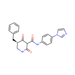 O=C1NC[C@@H](Cc2ccccc2)C(=O)C1C(=O)Nc1ccc(-n2ccnc2)cc1 ZINC000100076034