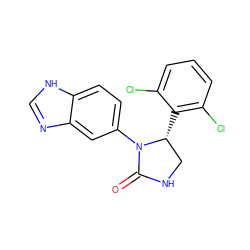 O=C1NC[C@@H](c2c(Cl)cccc2Cl)N1c1ccc2[nH]cnc2c1 ZINC000116195358