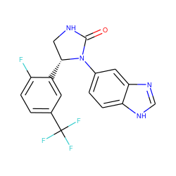 O=C1NC[C@@H](c2cc(C(F)(F)F)ccc2F)N1c1ccc2[nH]cnc2c1 ZINC000116195323