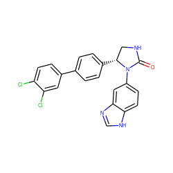 O=C1NC[C@@H](c2ccc(-c3ccc(Cl)c(Cl)c3)cc2)N1c1ccc2[nH]cnc2c1 ZINC000116829027