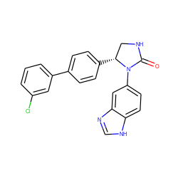 O=C1NC[C@@H](c2ccc(-c3cccc(Cl)c3)cc2)N1c1ccc2[nH]cnc2c1 ZINC000116828972