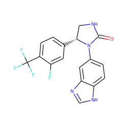 O=C1NC[C@@H](c2ccc(C(F)(F)F)c(F)c2)N1c1ccc2[nH]cnc2c1 ZINC000116829094