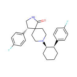 O=C1NC[C@@H](c2ccc(F)cc2)C12CCN([C@@H]1CCCC[C@@H]1c1ccc(F)cc1)CC2 ZINC000013982634