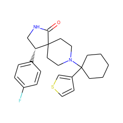 O=C1NC[C@@H](c2ccc(F)cc2)C12CCN(C1(c3ccsc3)CCCCC1)CC2 ZINC000038147571