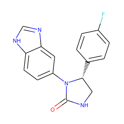 O=C1NC[C@@H](c2ccc(F)cc2)N1c1ccc2[nH]cnc2c1 ZINC000116193803