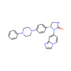 O=C1NC[C@@H](c2ccc(N3CCN(c4ccccc4)CC3)cc2)N1c1ccn2ccnc2c1 ZINC000198381566