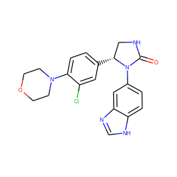 O=C1NC[C@@H](c2ccc(N3CCOCC3)c(Cl)c2)N1c1ccc2[nH]cnc2c1 ZINC000116194613