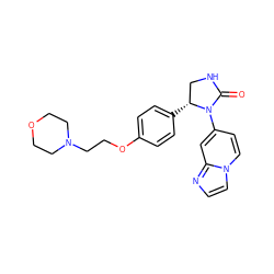 O=C1NC[C@@H](c2ccc(OCCN3CCOCC3)cc2)N1c1ccn2ccnc2c1 ZINC000198381487