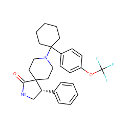 O=C1NC[C@@H](c2ccccc2)C12CCN(C1(c3ccc(OC(F)(F)F)cc3)CCCCC1)CC2 ZINC000038147563