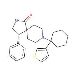 O=C1NC[C@@H](c2ccccc2)C12CCN(C1(c3ccsc3)CCCCC1)CC2 ZINC000038147567