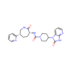 O=C1NC[C@@H](c2ccccn2)CC[C@H]1NC(=O)N1CCC(n2c(=O)[nH]c3ncccc32)CC1 ZINC000028827316